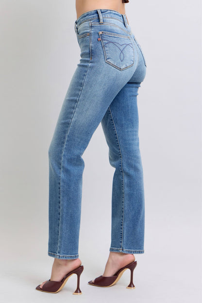 Judy Blue Vintage Wash Thermal Straight Jeans