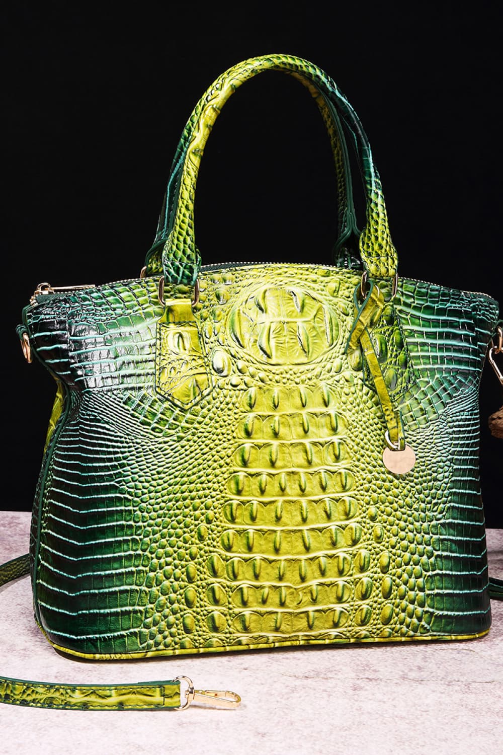 Gradient of Glamour: Ombre Crocodile Textured Handbag