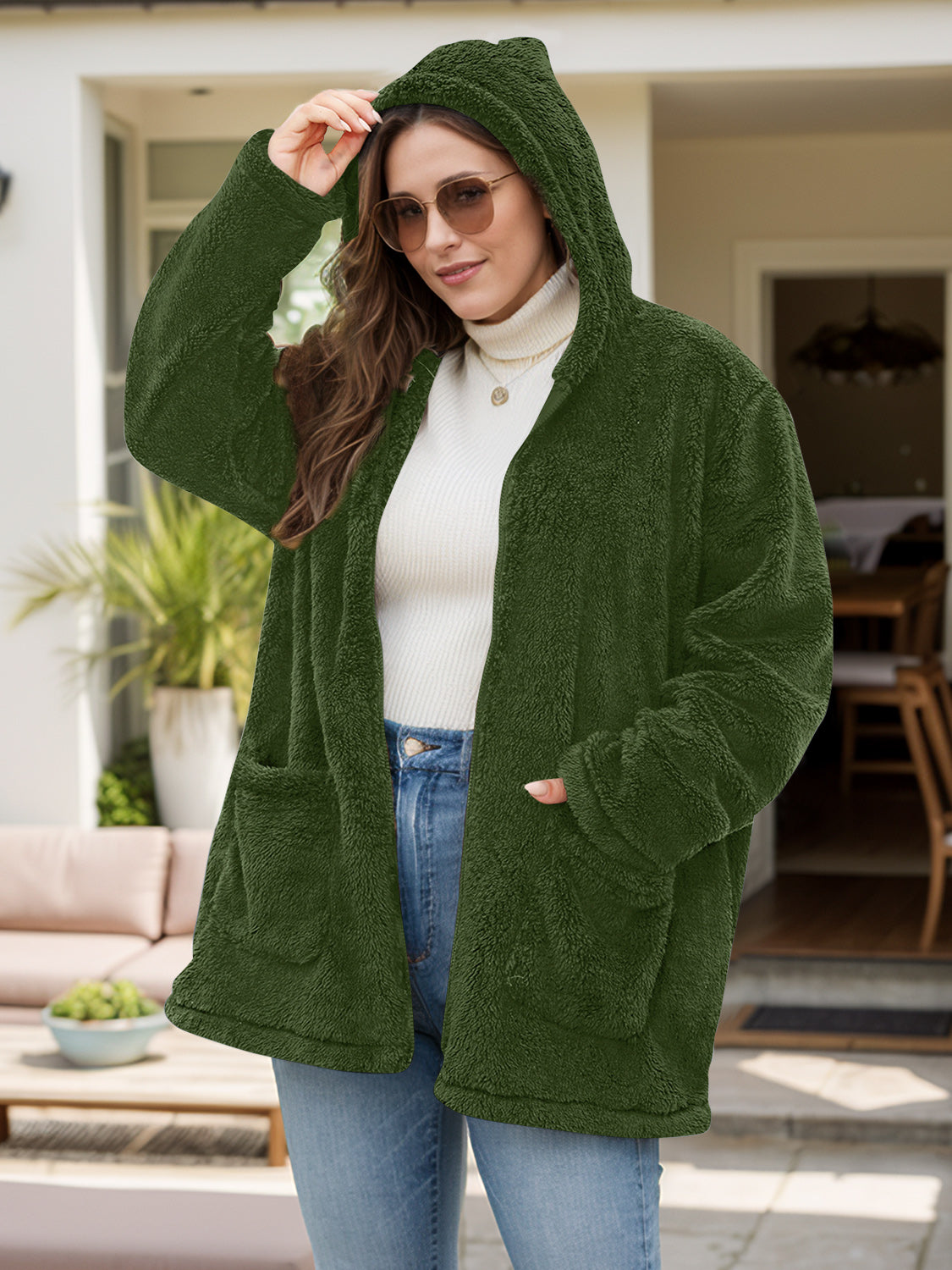 Plus Size Hooded Outerwear