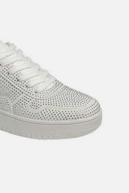 Forever Link Rhinestone Platform Flat Sneakers (White)