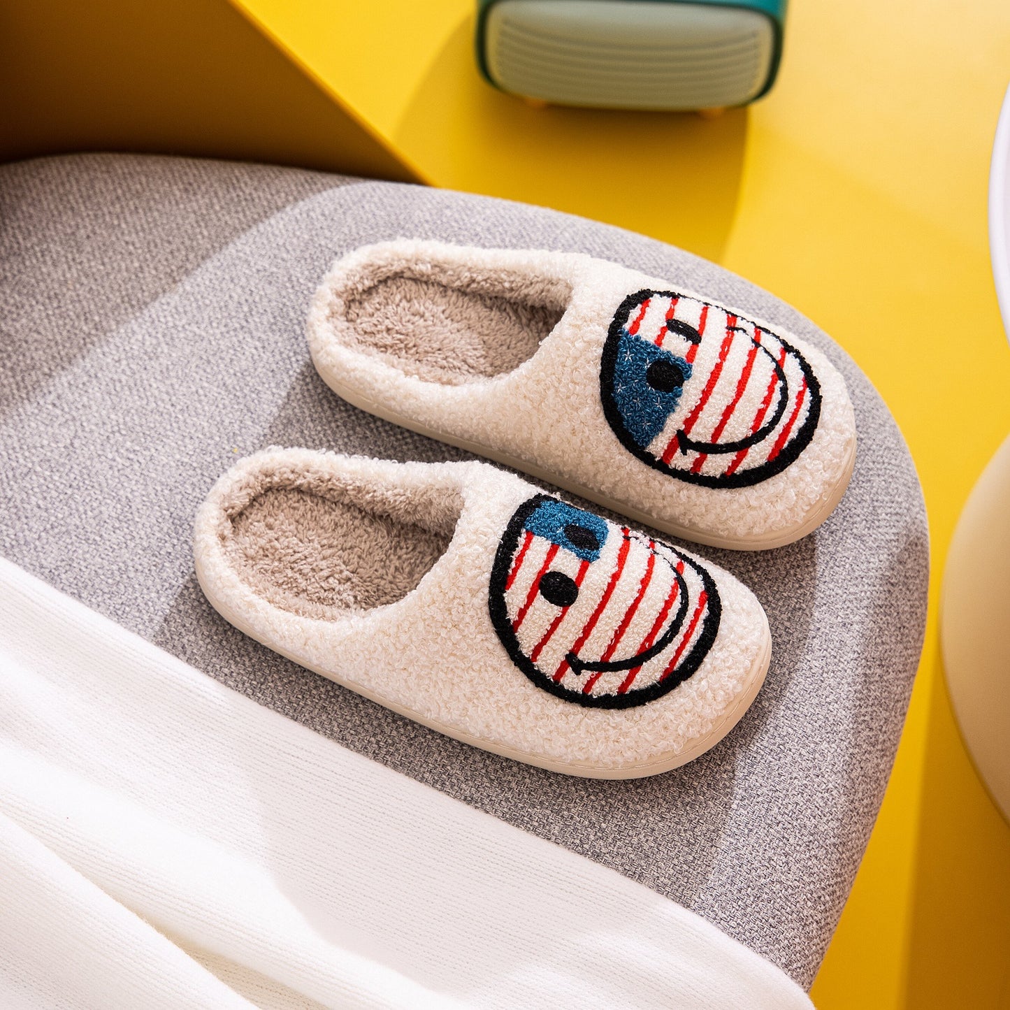 Melody USA Smiley Face Slippers