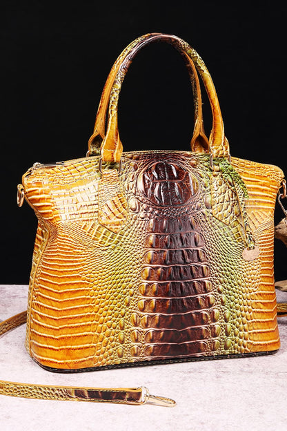 Gradient of Glamour: Ombre Crocodile Textured Handbag