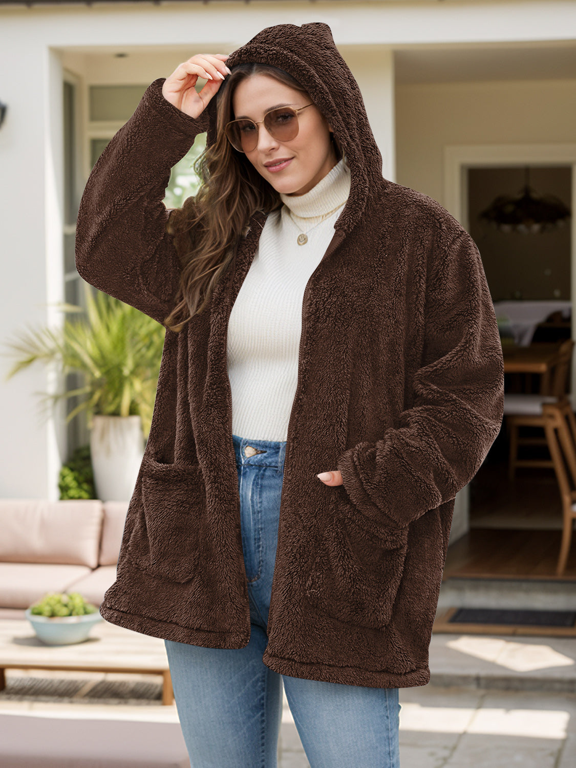 Plus Size Hooded Outerwear