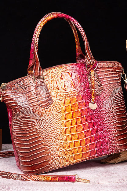 Gradient of Glamour: Ombre Crocodile Textured Handbag