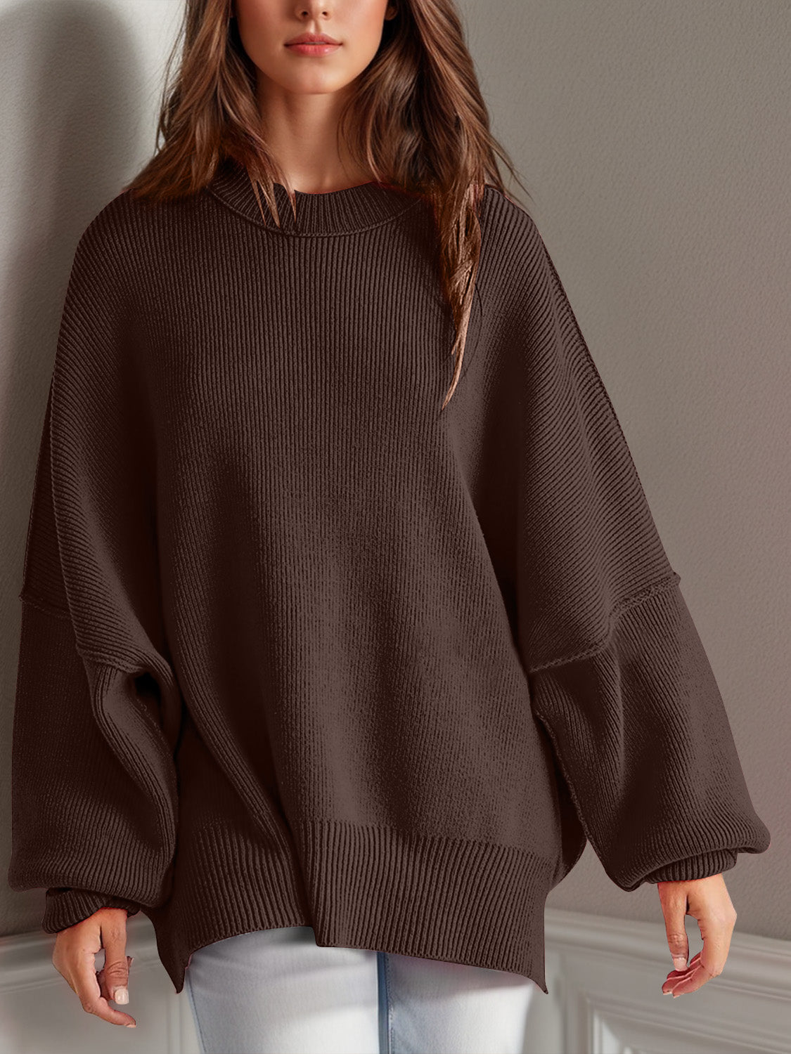 Double Take Side Slit Sweater