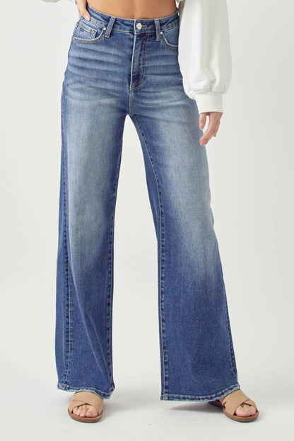 Risen Full Size High Rise Wide Leg Jeans