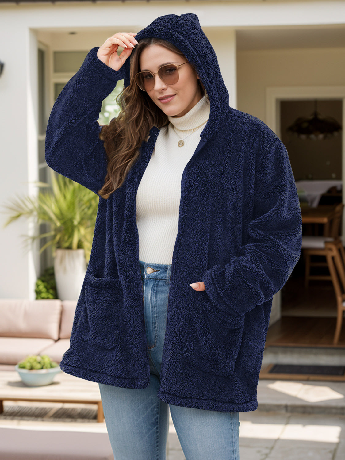 Plus Size Hooded Outerwear