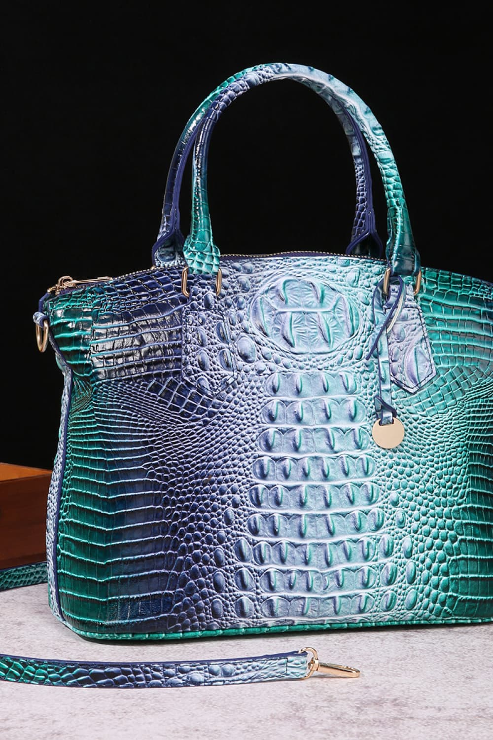 Gradient of Glamour: Ombre Crocodile Textured Handbag