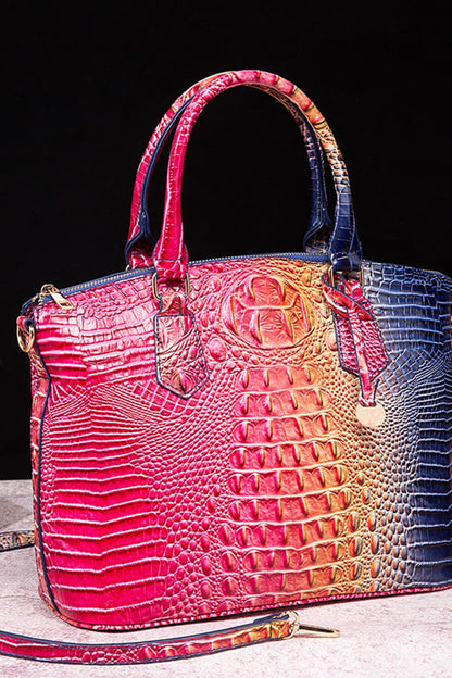 Gradient of Glamour: Ombre Crocodile Textured Handbag