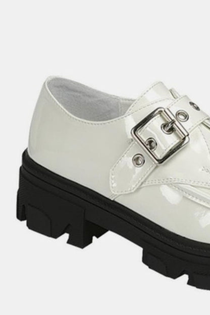 Forever Link Buckled Platform Lug Sole Loafers (White)