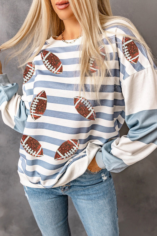 Game Day Striped Football Sweatshirt