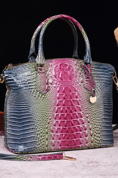 Gradient of Glamour: Ombre Crocodile Textured Handbag