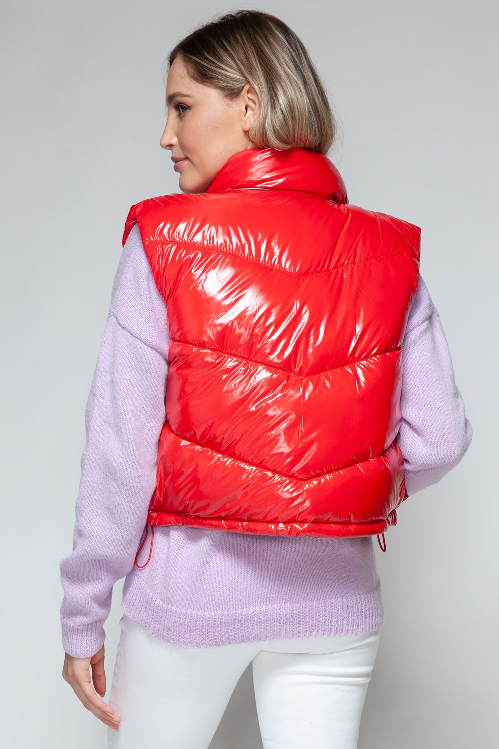 Snobbish Zip Up Turtleneck Shiny Puffer Vest