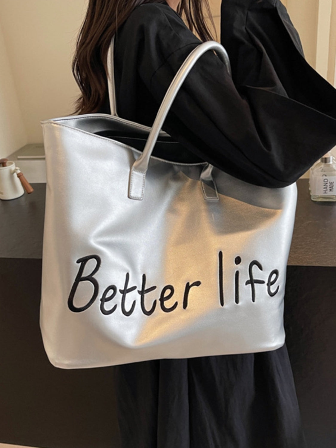 Better Life Faux Leather Tote Bag