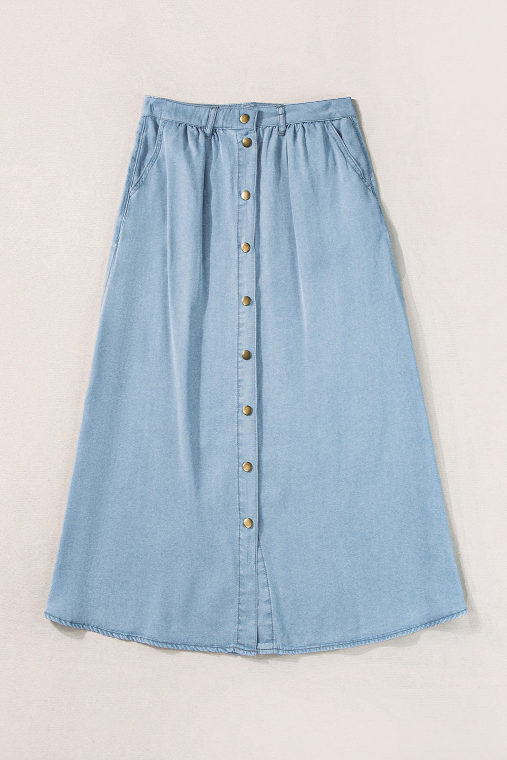 Button-Down Breeze Denim Skirt