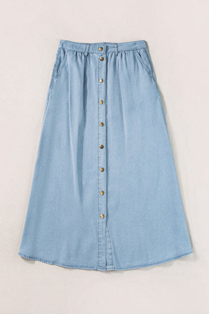 Button-Down Breeze Denim Skirt