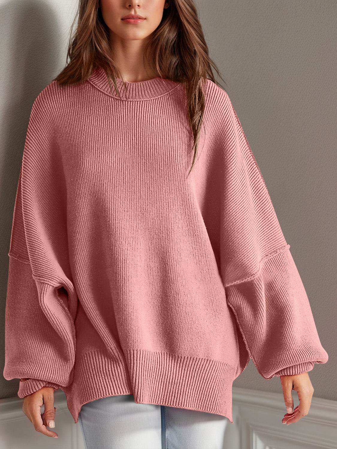 Double Take Side Slit Sweater