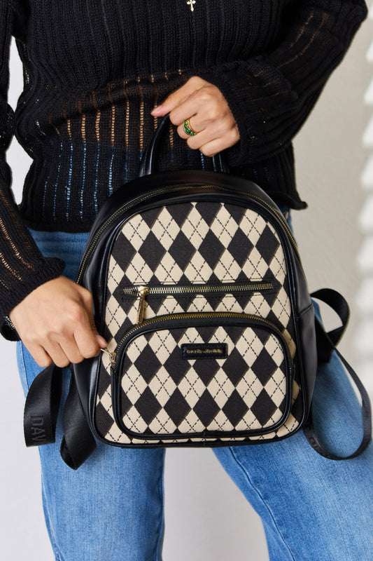 David Jones Argyle Pattern Backpack