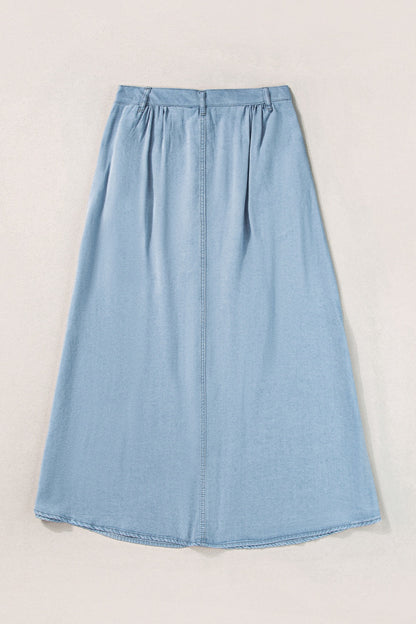 Button-Down Breeze Denim Skirt