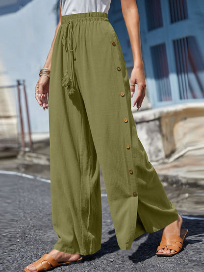 Bohemian Charm: Full-Size Tassel Wide Leg Pants