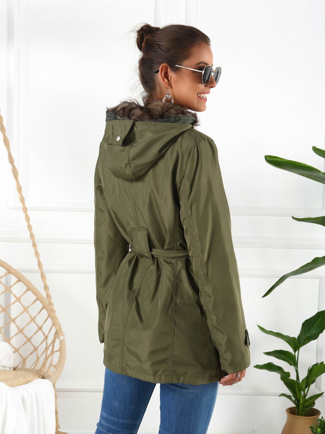 Ivy Lane Full Size Hooded Jacket with Detachable Liner (Three-Way Wear)