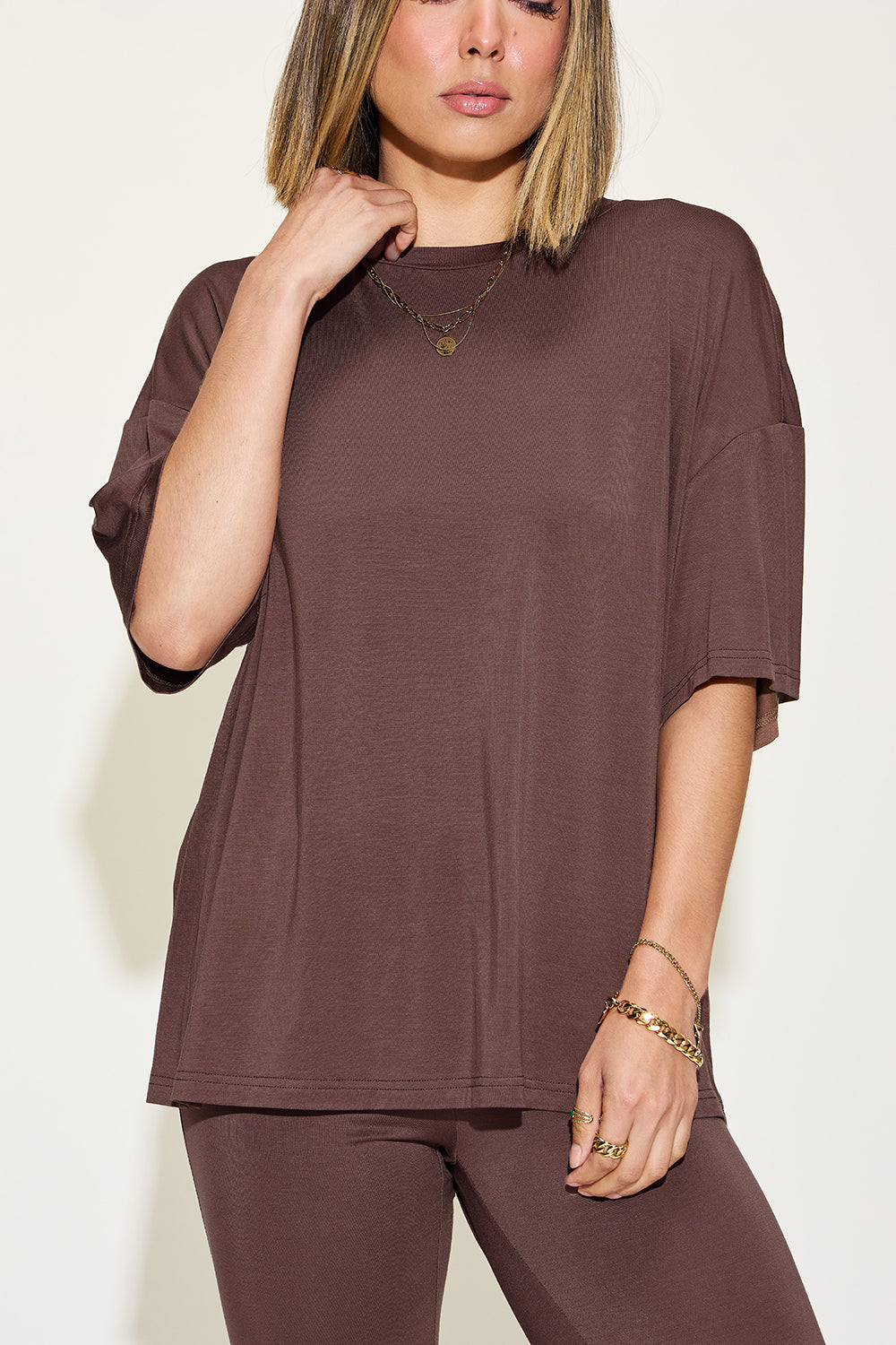 Basic Bae Bamboo Relaxed T-Shirt and Flared Pants Set