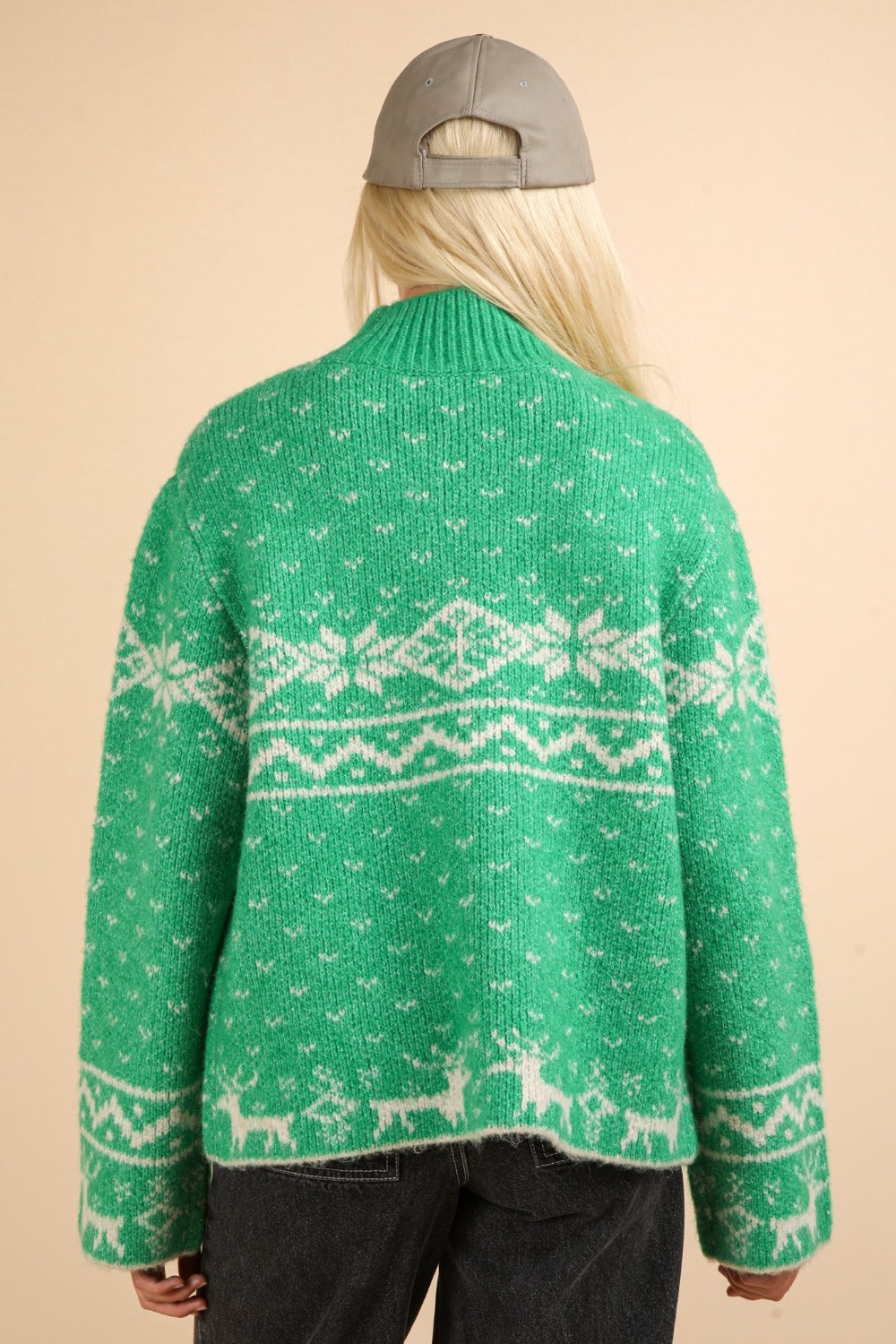 VERY J Holiday Mock Neck Long Sleeve Sweater