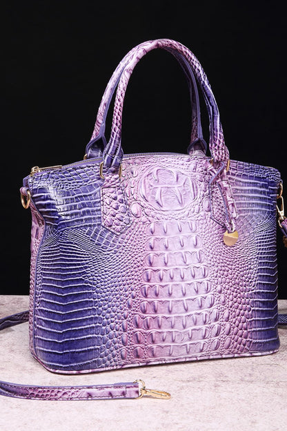 Gradient of Glamour: Ombre Crocodile Textured Handbag