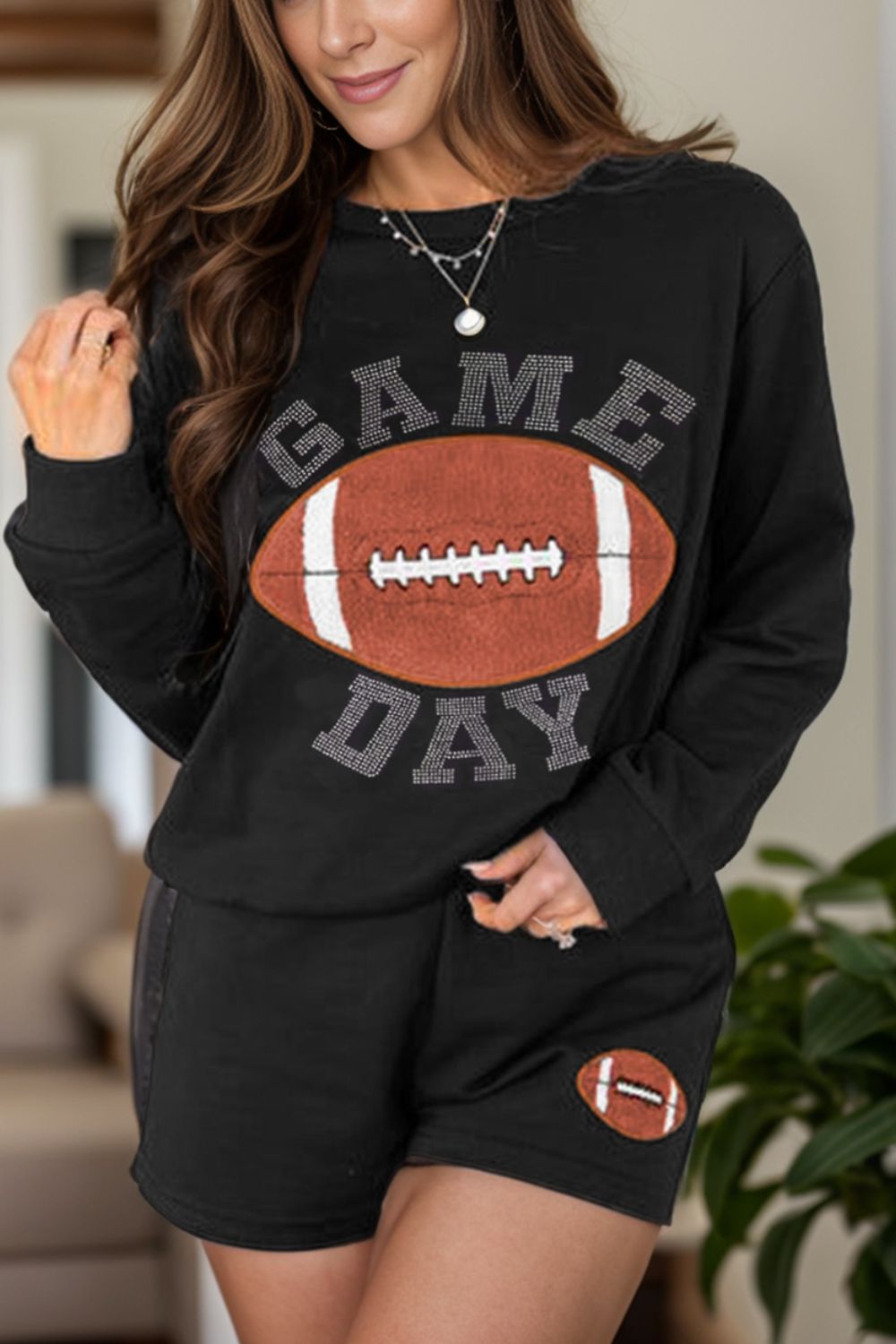 Ultimate Game Day Lounge Set - Cozy Long Sleeve Top and Shorts