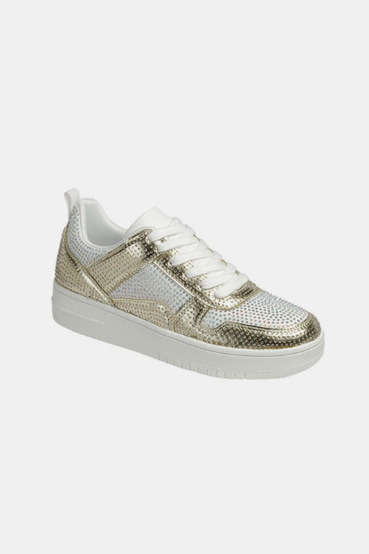 Forever Link Rhinestone Platform Flat Sneakers (Gold)