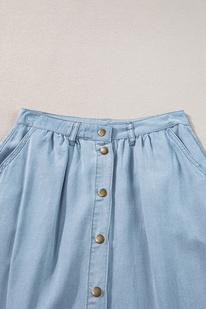 Button-Down Breeze Denim Skirt