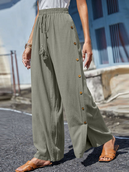 Bohemian Charm: Full-Size Tassel Wide Leg Pants