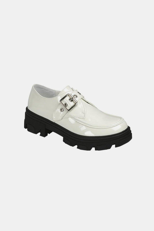 Forever Link Buckled Platform Lug Sole Loafers (White)