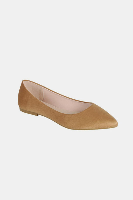 Forever Link Pointy Toe Slip On Flat Loafers (Tan)