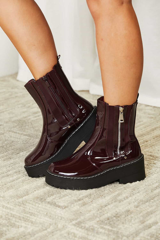 Forever Link Side Zip Platform Boots (Burgundy)