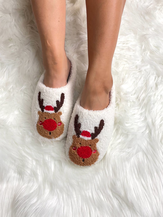 Melody Rudolph Print Plush Slide Slippers