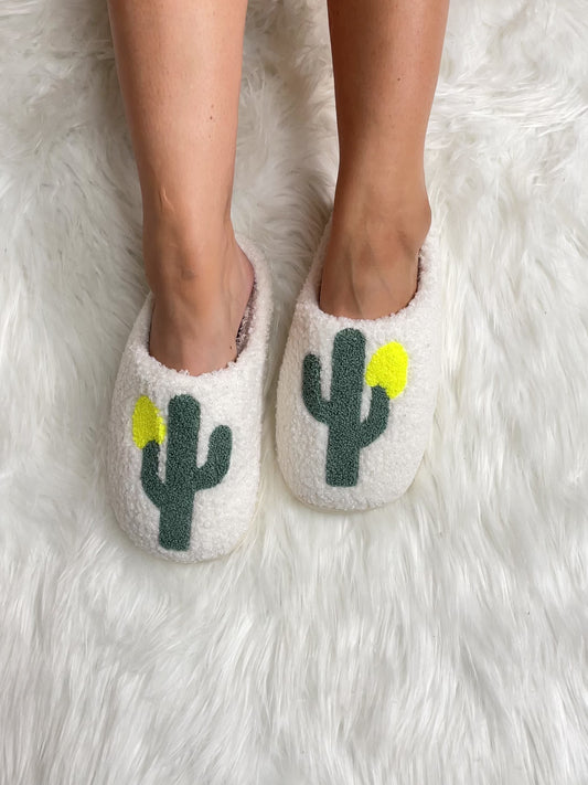 Melody Cactus Plush Slide Slippers